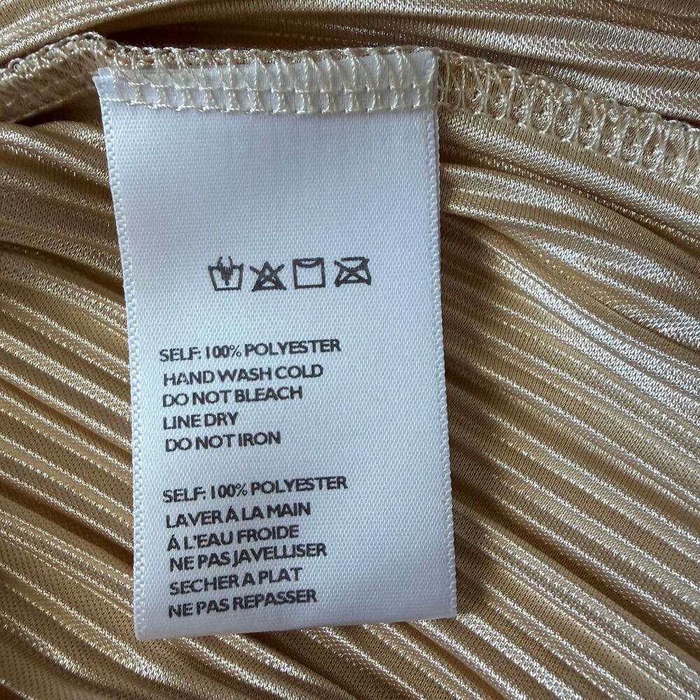 Urban Outfitters Plisse Pleated Blouse Gold Size XL Bell Sleeve Cardigan Y2K - Picture 6 of 8